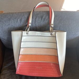 Calvin Klein Sunset Multicolor Striped Tote Bag